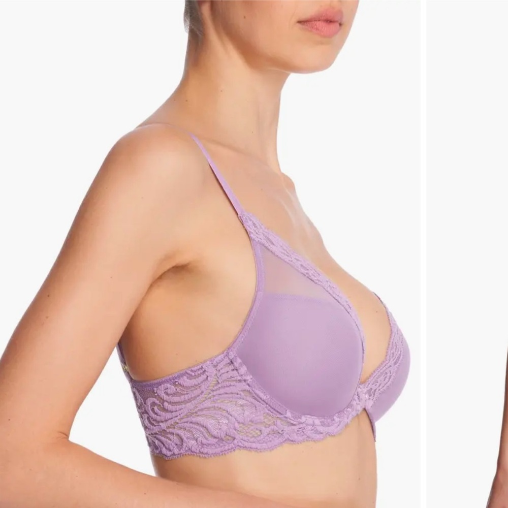 NWOT NATORI Feathers Plunge Bra Color: Purple Mist Size 32DD - Picture 2 of 12